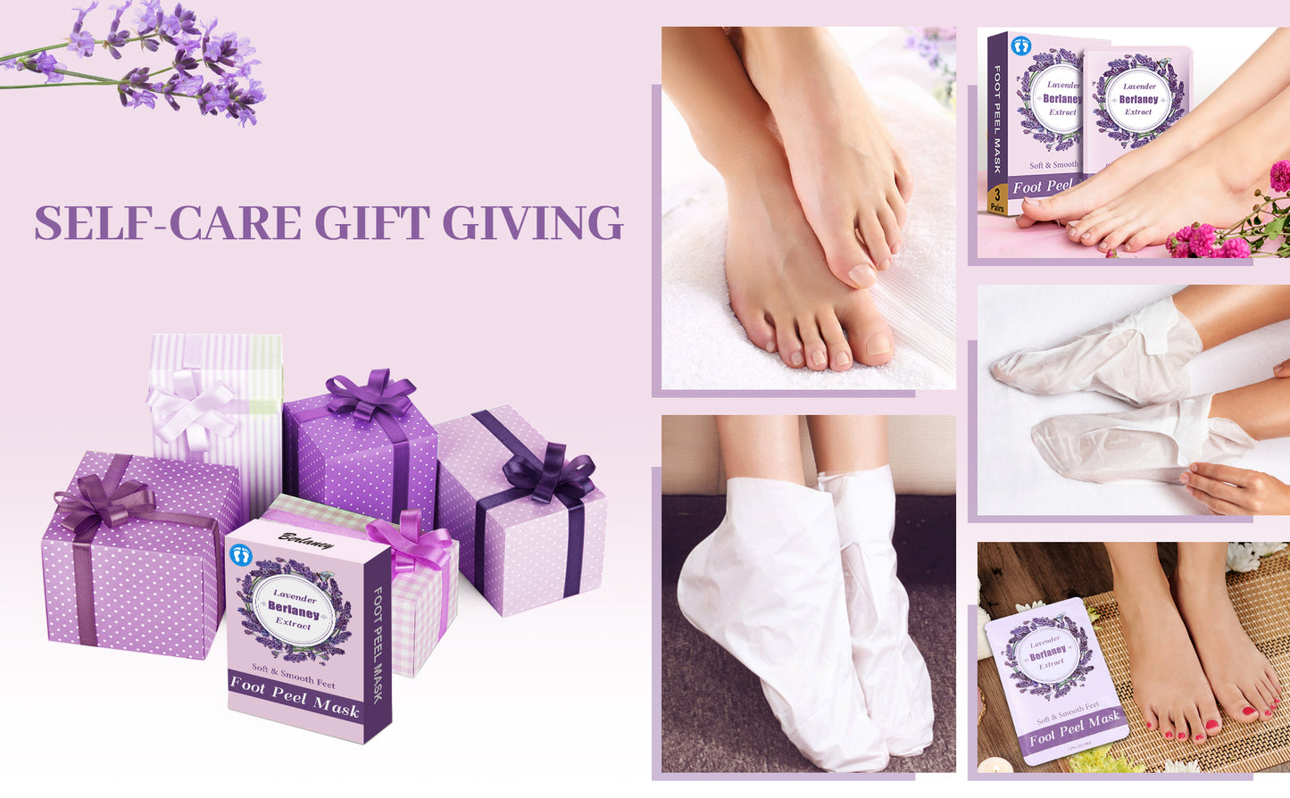 Foot Peel Mask - Pro Callus Remover with Lavender Extract for Rough Cracked Dry Feet-Dead Skin Remove, 3Pairs