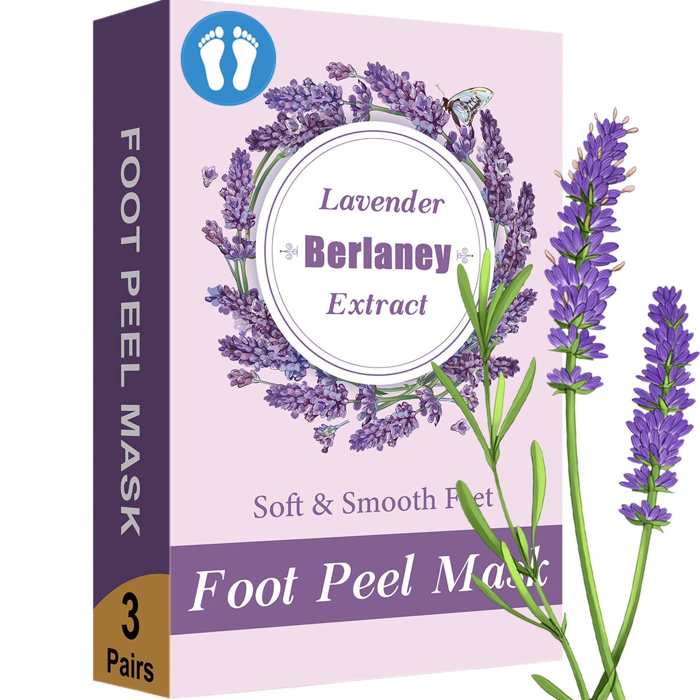 Foot Peel Mask - Pro Callus Remover with Lavender Extract for Rough Cracked Dry Feet-Dead Skin Remove, 3Pairs