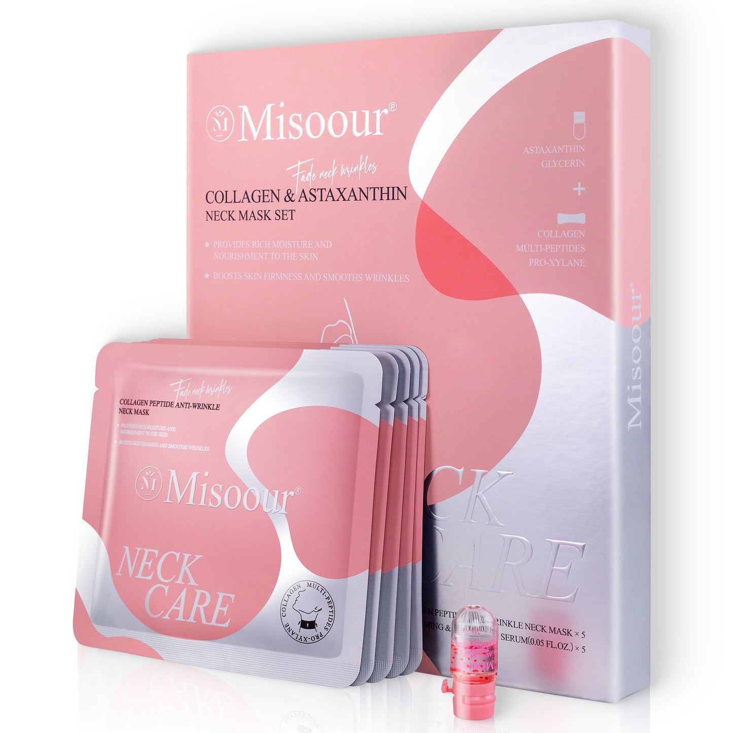 Neck Collagen Mask with Astaxanthin, 2 in 1 NeckMask for Anti-wrinkle, Firming, Moisturizing, Tightening or Skin Repair, Neck Cream Care for Travel & Daily Use