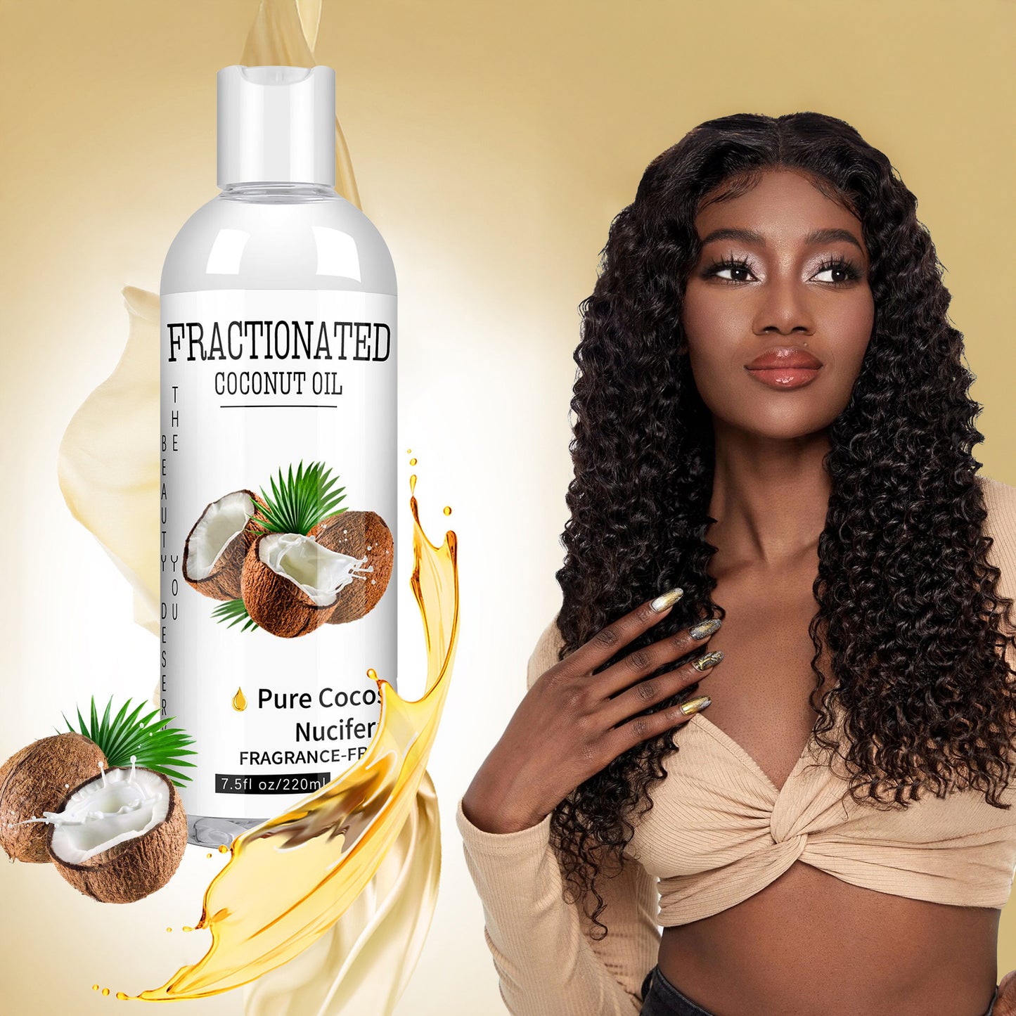 Grocerism Fractionated Coconut Oil - 7.5fl oz for Skin, Hair & DIY - Carrier & Massage Oil