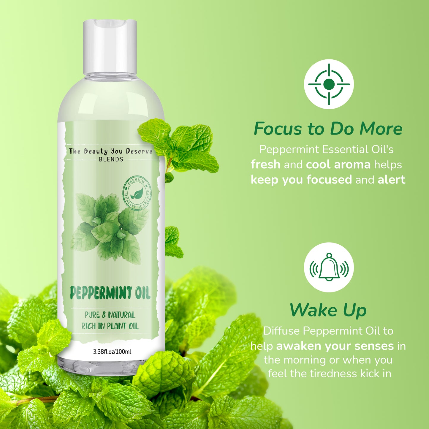 Grocerism 100% Pure Natural Peppermint Essential Oil - Premium Grade for Diffusers, Skin, Aromatherapy & Massage - Essential Oil - 100ml