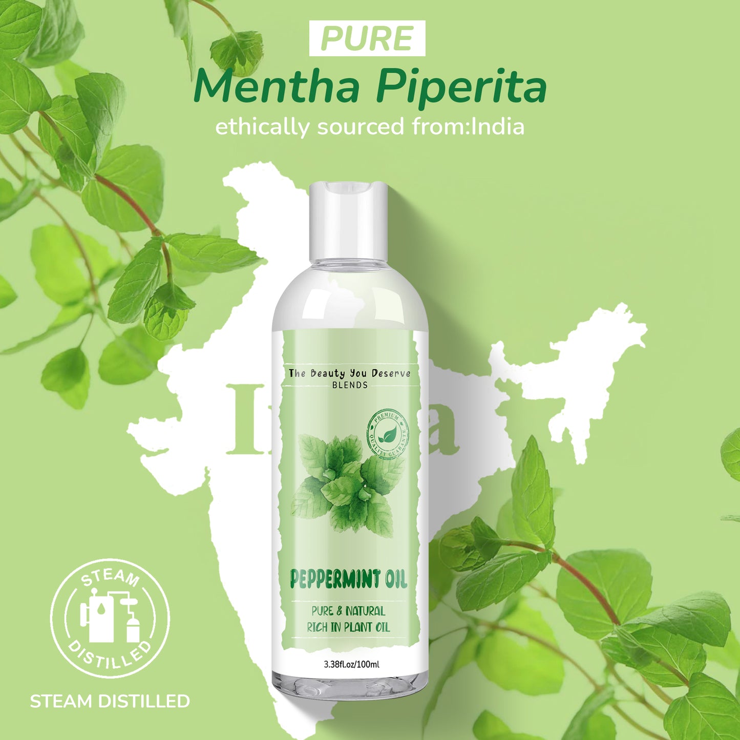 Grocerism 100% Pure Natural Peppermint Essential Oil - Premium Grade for Diffusers, Skin, Aromatherapy & Massage - Essential Oil - 100ml