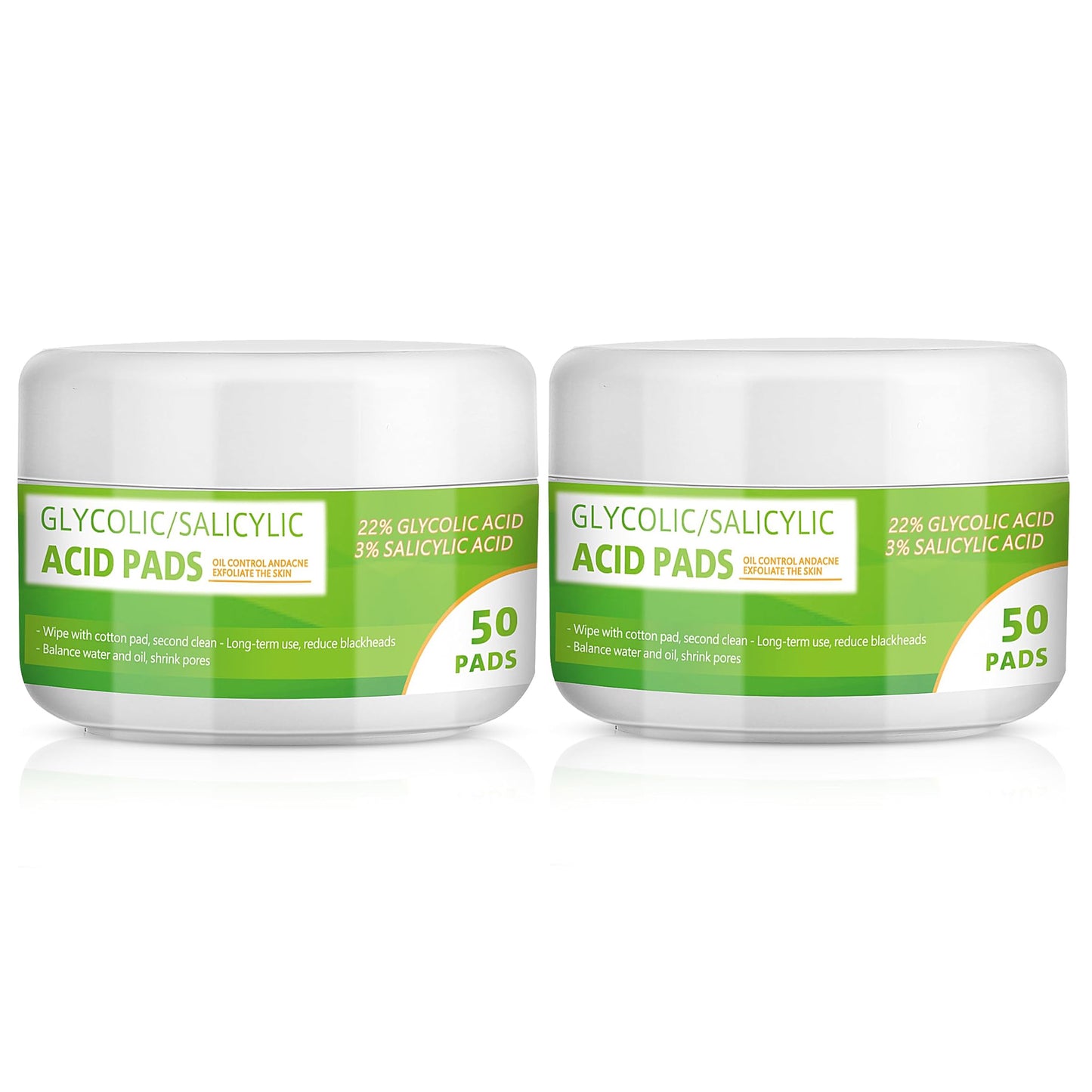 Grocerism 20% Glycolic Acid Pads with 2% Salicylic Acid, Hyaluronic Acid & Aloe Vera - Facial Exfoliating Pads for Deep Cleaning - 50 Count