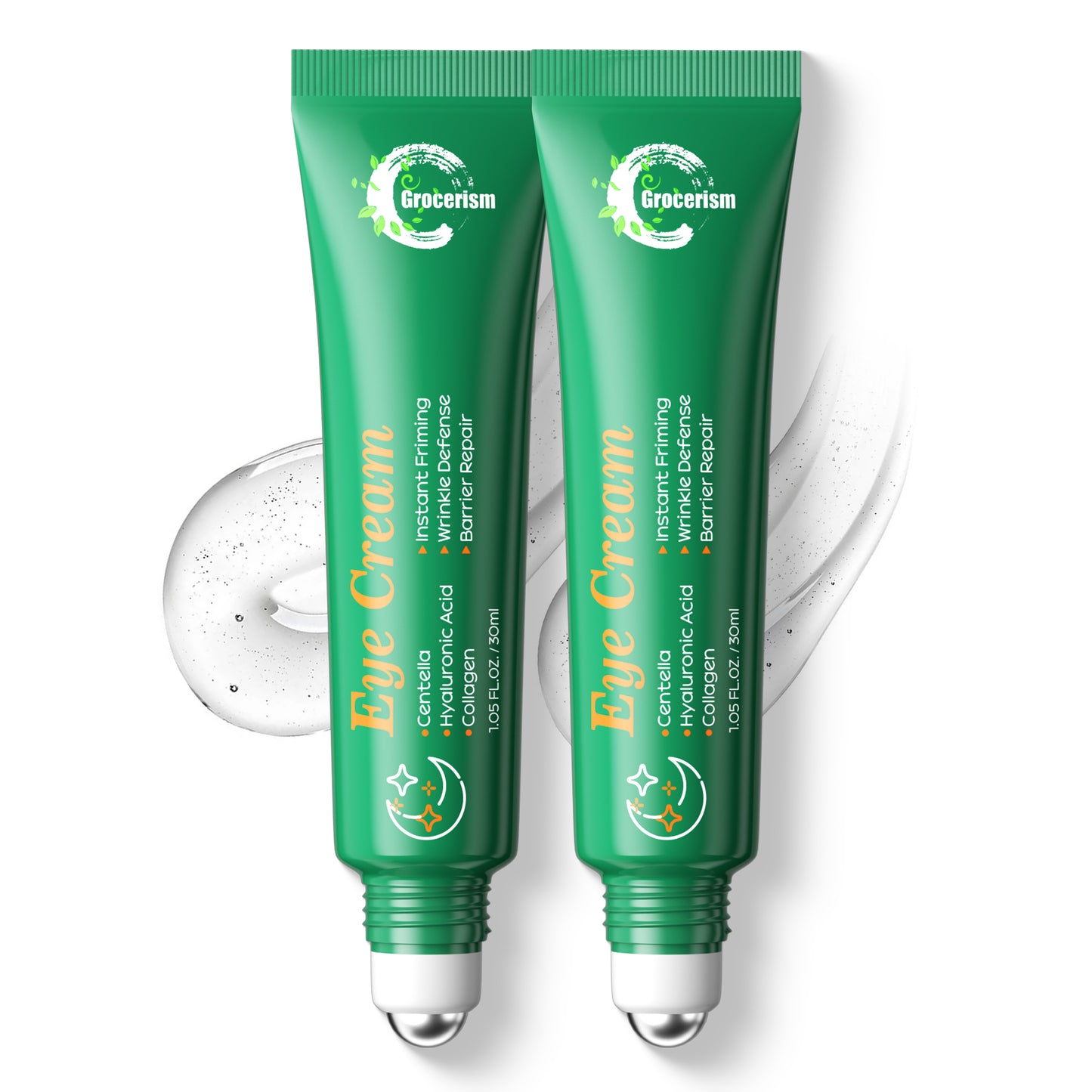 Grocerism 3-in-1 Firming Eye Cream - Centella, Hyaluronic Acid & Collagen | Dark Circles, Puffy Eyes, Wrinkle Defense | Ophthalmologist-Tested, Fragrance-Free (1.05 Fl Oz)