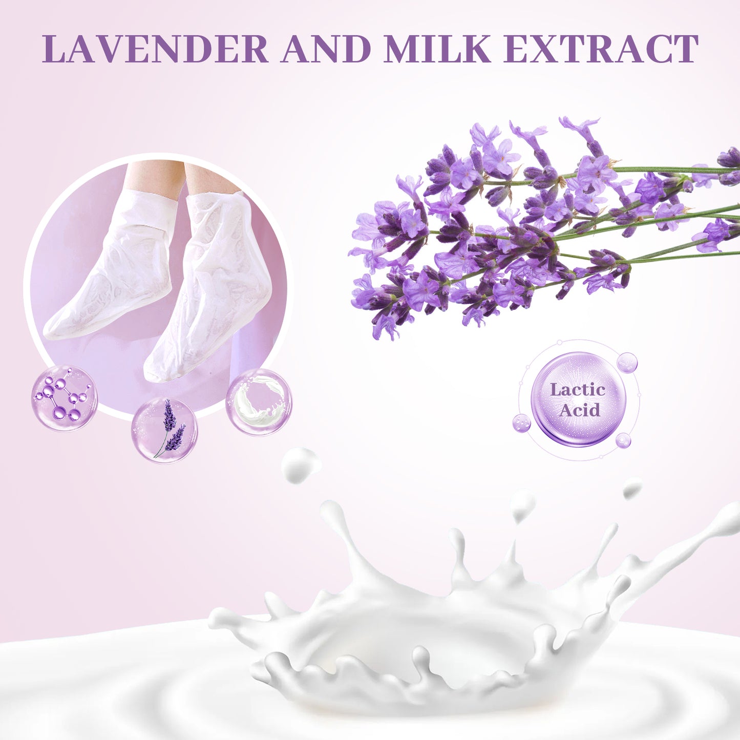 Foot Peel Mask - Pro Callus Remover with Lavender Extract for Rough Cracked Dry Feet-Dead Skin Remove, 3Pairs