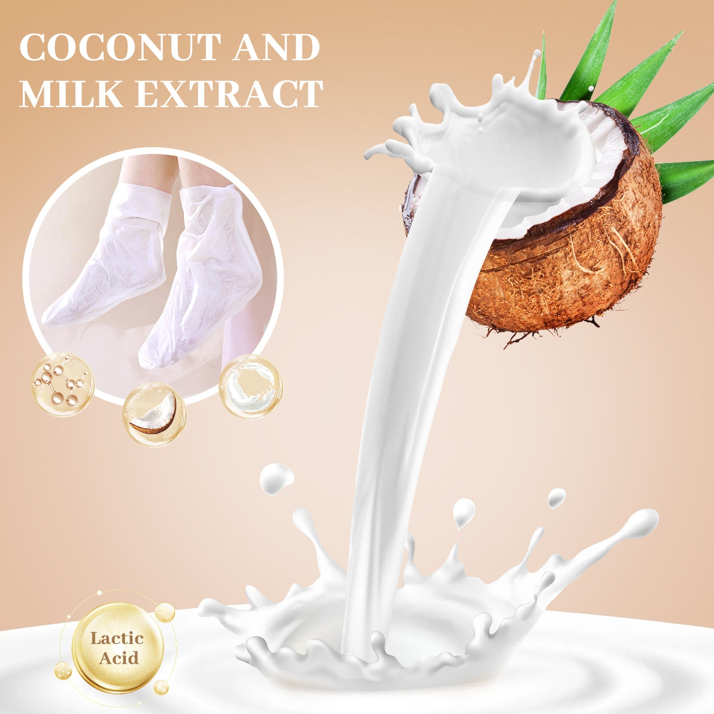Moisturizing Foot Mask with Coconut, Softens Calluses, Treats Cracked Heels, Soothing & Hydrating