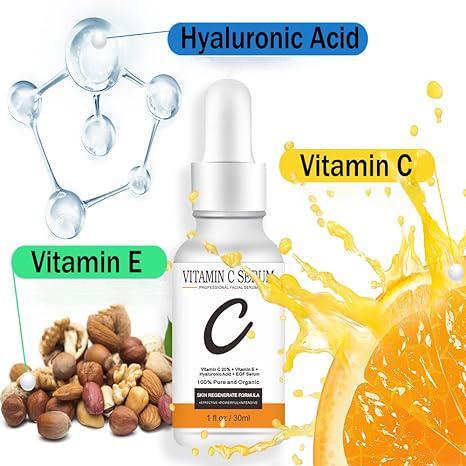 Grocerism 20% Vitamin C & 1.5% Vitamin E Serum for Dark Spot Corrector, Hydrating & Gentle Skin Repair - Facial Serum - 30ml