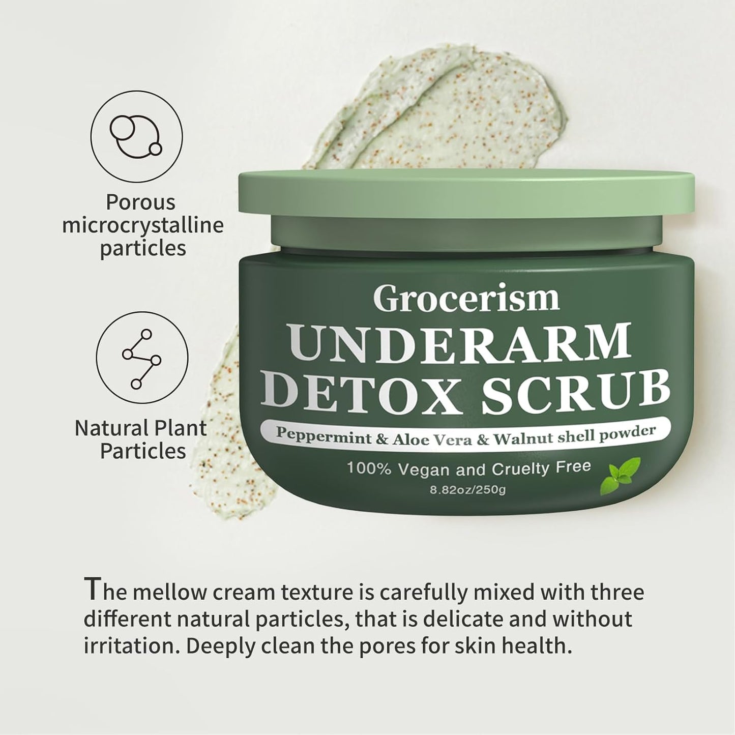 Grocerism Armpit & Body Scrub - Peppermint & Aloe Vera, Exfoliates & Deodorizes - 8.82 oz