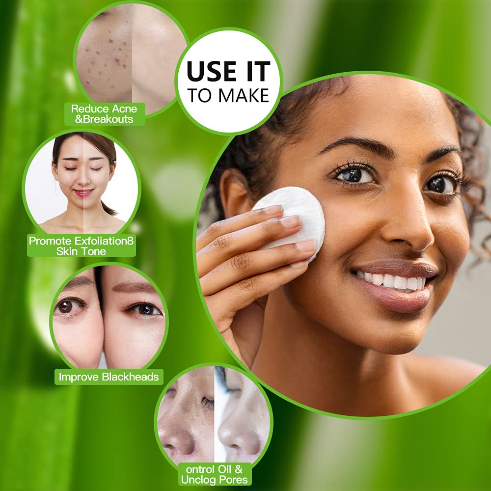 Grocerism 20% Glycolic Acid Pads with 2% Salicylic Acid, Hyaluronic Acid & Aloe Vera - Facial Exfoliating Pads for Deep Cleaning - 50 Count