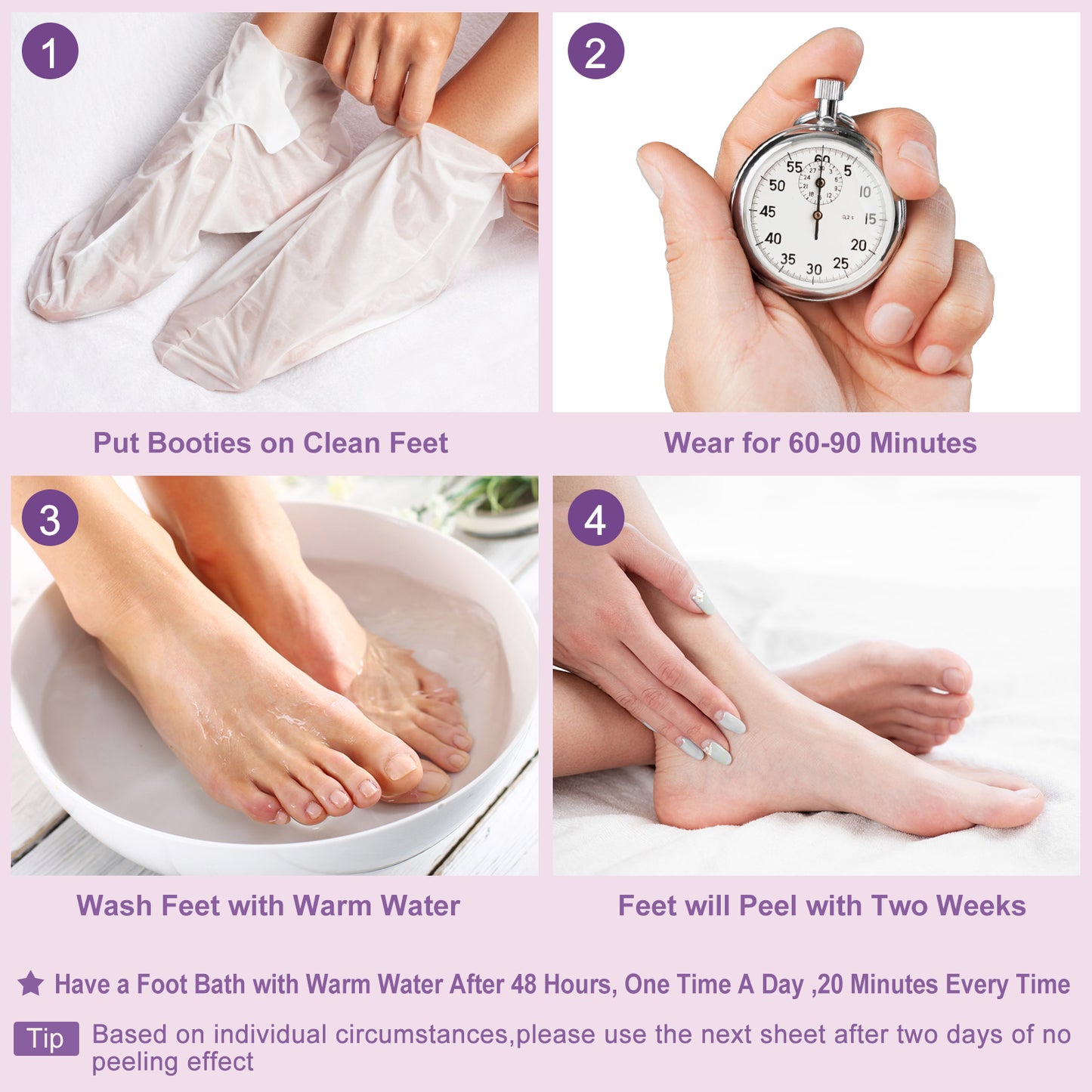 Foot Peel Mask - Pro Callus Remover with Lavender Extract for Rough Cracked Dry Feet-Dead Skin Remove, 3Pairs