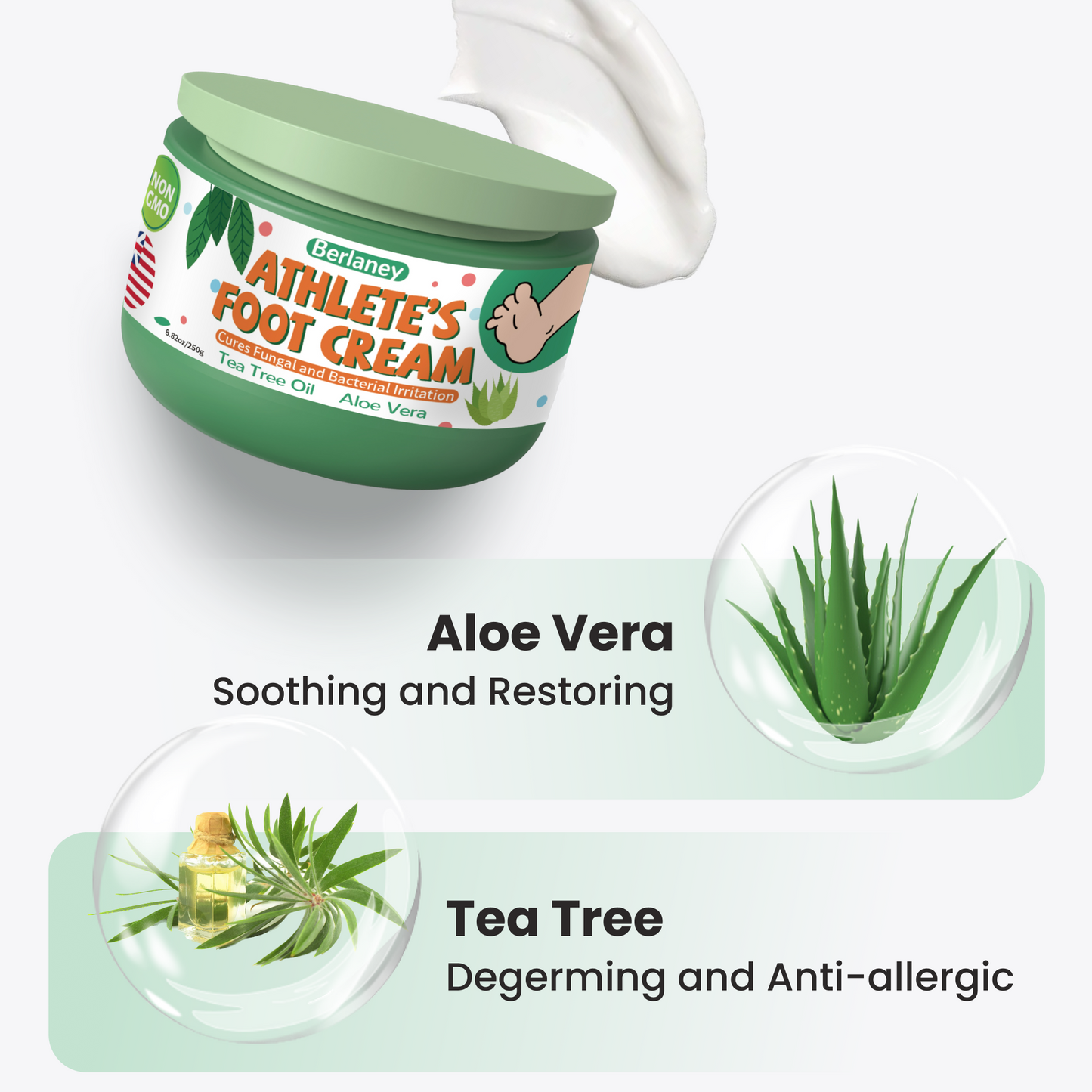Athletes Foot Treatment Extra Strength - 8.82oz Athletes Foot Cream with Tea Tree Oil And Aloe Vera,Hydrates and Softens for Dry Cracked Feet, Toes and Heel, Alleviating the Foot Odor and Calluses