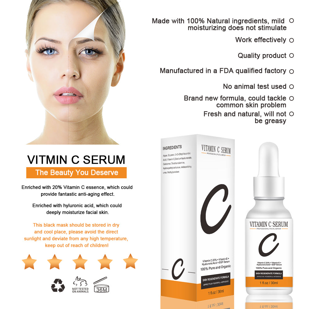 Grocerism 20% Vitamin C & 1.5% Vitamin E Serum for Dark Spot Corrector, Hydrating & Gentle Skin Repair - Facial Serum - 30ml