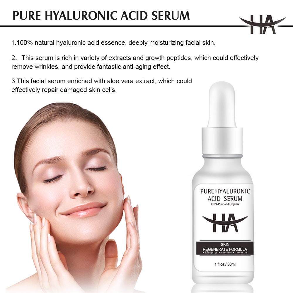 Pure Hyaluronic Acid Serum for Face - Plumping, Anti-Aging, Hydrating - Fragrance-Free - 1 Fl Oz