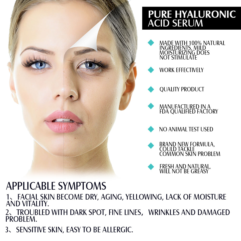 Pure Hyaluronic Acid Serum for Face - Plumping, Anti-Aging, Hydrating - Fragrance-Free - 1 Fl Oz