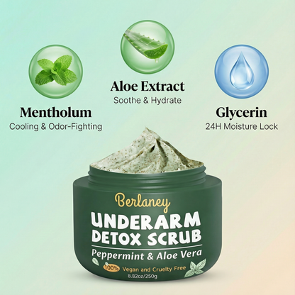 Berlaney Armpit & Body Detox Scrub-Natural Exfoliating Scrub with Shea Butter & Coconut for Odor Removal, Deep Cleansing-8.82oz