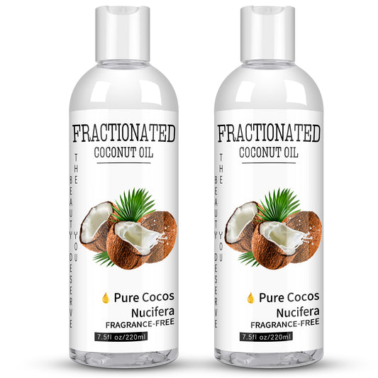 Fractionated Coconut Oil for Skin & Hair, Massage Oil with 100% Pure Cocos Nucifera - Moisturizes and Nourishes Skin and Hair, Liquid Carrier Oil for DIY, Pure and Vegan - 7.5 fl oz. 2 bottles