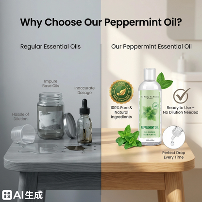 Grocerism 100% Pure Natural Peppermint Essential Oil - Premium Grade for Diffusers, Skin, Aromatherapy & Massage - Essential Oil - 100ml