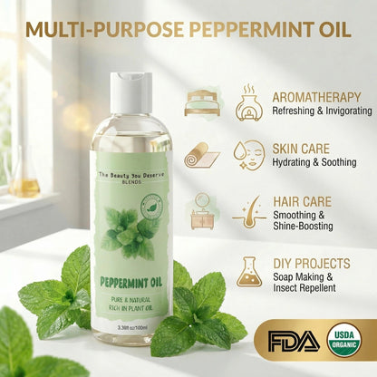 Grocerism 100% Pure Natural Peppermint Essential Oil - Premium Grade for Diffusers, Skin, Aromatherapy & Massage - Essential Oil - 100ml