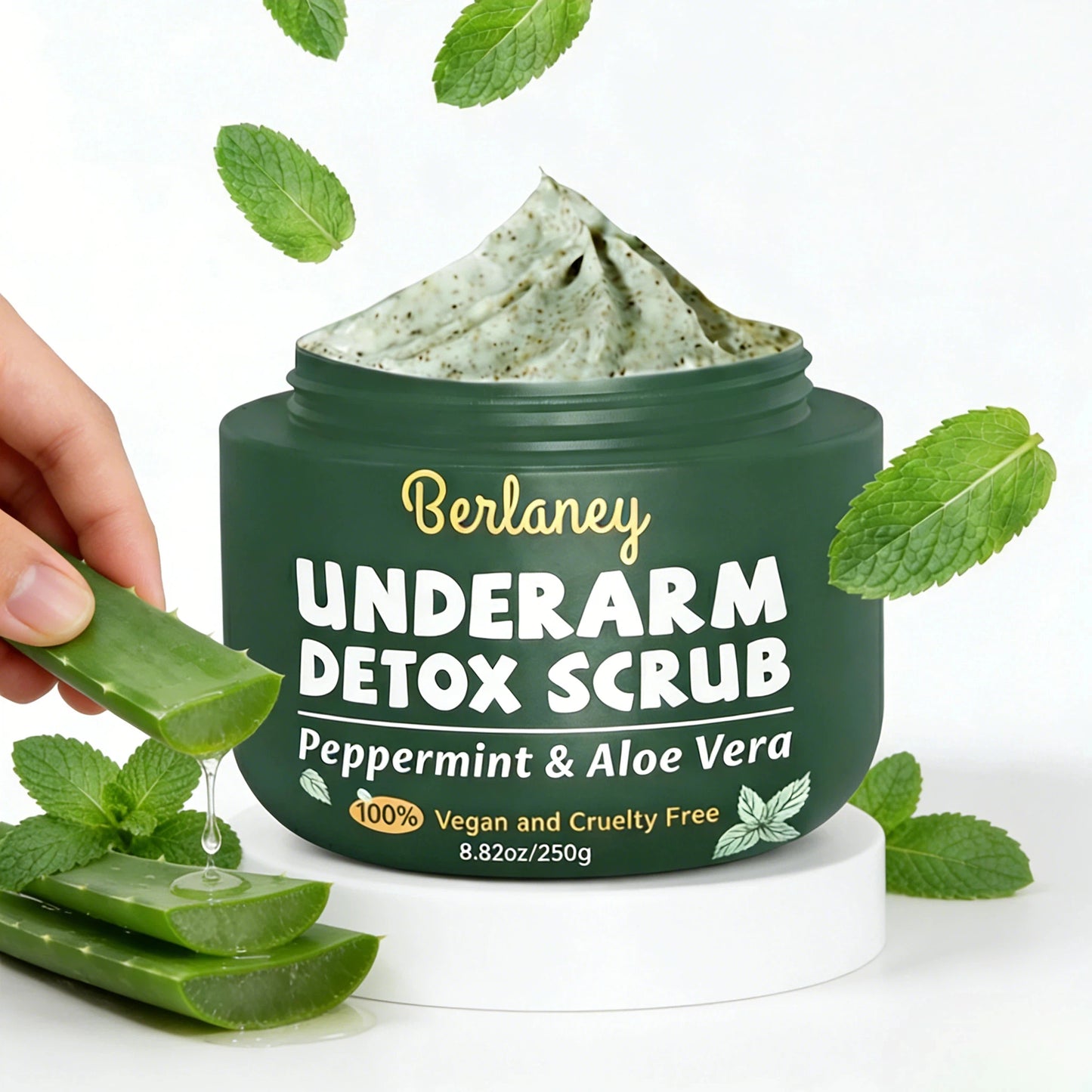 Berlaney Armpit & Body Detox Scrub-Natural Exfoliating Scrub with Shea Butter & Coconut for Odor Removal, Deep Cleansing-8.82oz