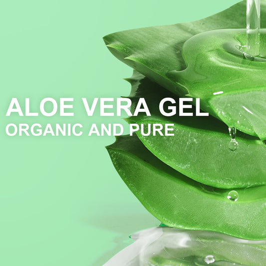 Aloe Vera Gel - 99% Pure Organic - Soothes sunburn and hydrates face, body, scalp and hair - Calms and moisturizes after sun exposure