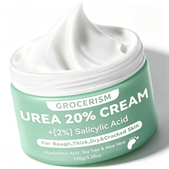 Urea Cream 20 Percent For Feet Plus Salicylic Acid 5.29 oz || Foot Cream and Hand Cream, with Hyaluronic Acid, Tea Tree, and Aloe Vera, Callus Remover and Cracked Heel Repair Care