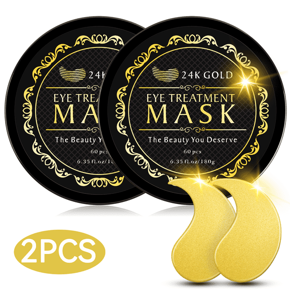 2PCS-24K Gold Eye Mask Collagen Eye Mask Patches for Hydrating and Firming, Reduce Fine Line, Eye Bags, Wrinkles and Dark Circles