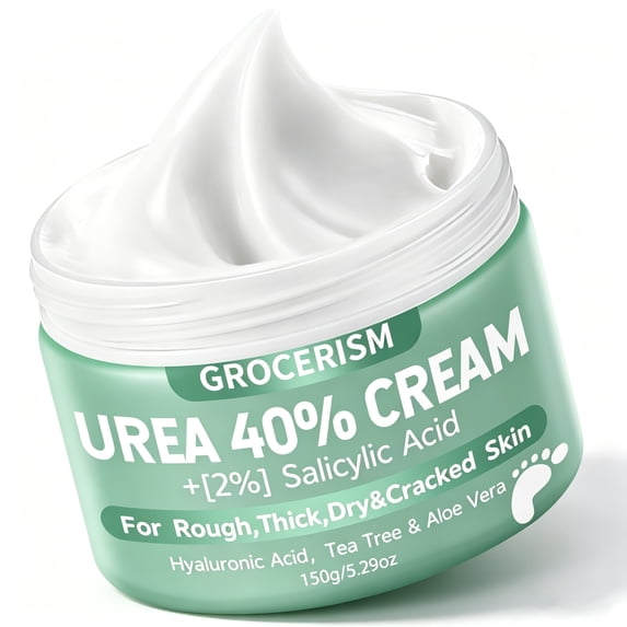 Urea Cream 40 Percent for Feet Plus Salicylic Acid 5.29 oz Foot Cream, with Hyaluronic Acid, Tea Tree,and Aloe Vera for Deep Moisturizes