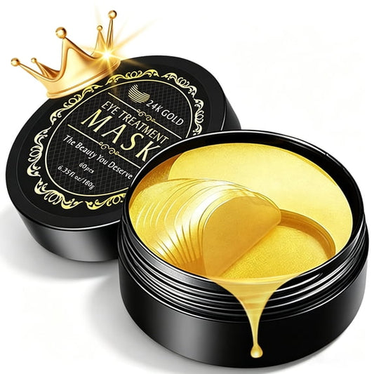 Grocerism 24K Gold Collagen Eye Mask Patches for Hydrating and Firming, Reduce Fine Line, Eye Bags, Wrinkles and Dark Circles, 60 Pcs