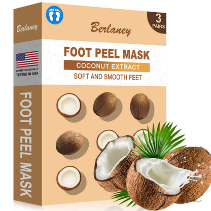 Moisturizing Foot Mask with Coconut, Softens Calluses, Treats Cracked Heels, Soothing & Hydrating