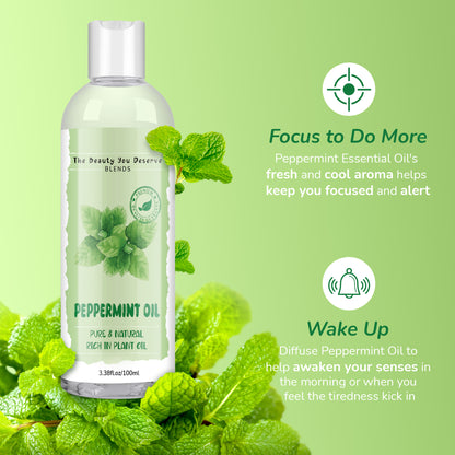 Grocerism 100% Pure Natural Peppermint Essential Oil - Premium Grade for Diffusers, Skin, Aromatherapy & Massage - Essential Oil - 100ml