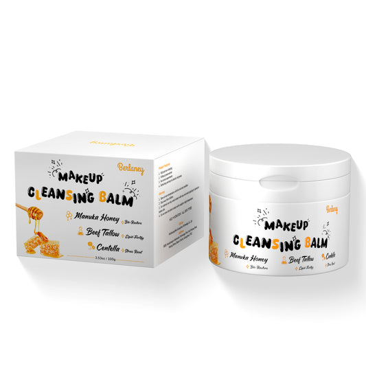 Berlaney MAKEUP CLEANSING BALM - Manuka Honey Makeup Remover + Oil Based Cleanser - Gentle Exfoliating Double Cleanser - Melts From Balm to Milky Lather (3.53oz / 100g)