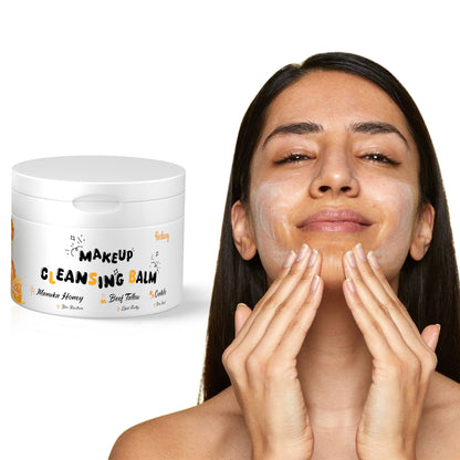 Berlaney MAKEUP CLEANSING BALM - Manuka Honey Makeup Remover + Oil Based Cleanser - Gentle Exfoliating Double Cleanser - Melts From Balm to Milky Lather (3.53oz / 100g)