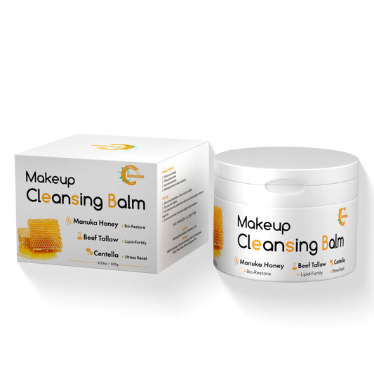 Grocerism Makeup Cleasing Balm- Manuka Honey Makeup Remover + Oil Based Cleanser - Gentle Exfoliating Double Cleanser - Melts From Balm to Milky Lather (3.53oz / 100g)