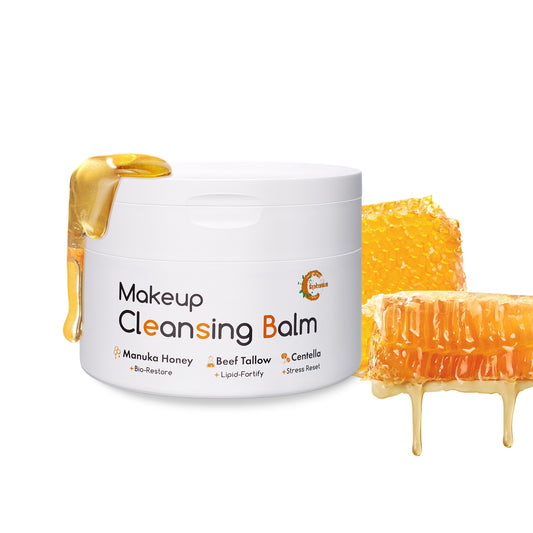 Grocerism Makeup Cleasing Balm- Manuka Honey Makeup Remover + Oil Based Cleanser - Gentle Exfoliating Double Cleanser - Melts From Balm to Milky Lather (3.53oz / 100g)