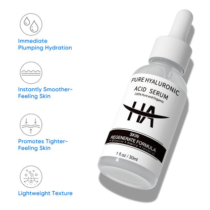 Pure Hyaluronic Acid Serum for Face - Plumping, Anti-Aging, Hydrating - Fragrance-Free - 1 Fl Oz