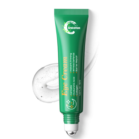 Grocerism Firming Eye Cream with Centella, Hyaluronic Acid, Collagen - For Dark Circles & Puffy Eyes, Wrinkle Defense (1.05 Fl Oz)