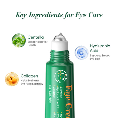 Grocerism Firming Eye Cream with Centella, Hyaluronic Acid, Collagen - For Dark Circles & Puffy Eyes, Wrinkle Defense (1.05 Fl Oz)
