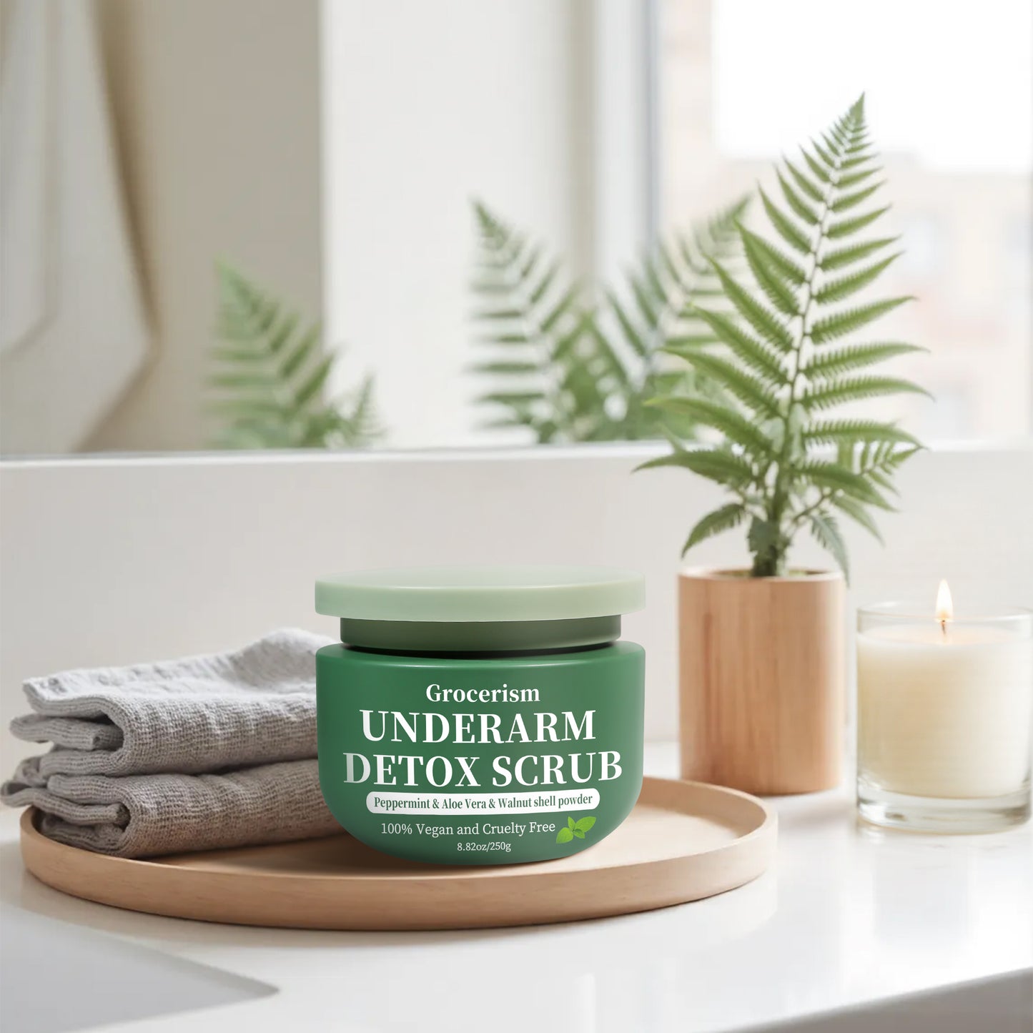 Grocerism Armpit & Body Scrub - Peppermint & Aloe Vera, Exfoliates & Deodorizes - 8.82 oz