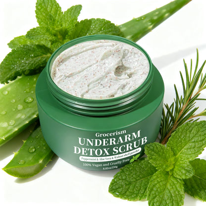 Grocerism Armpit & Body Scrub - Peppermint & Aloe Vera, Exfoliates & Deodorizes - 8.82 oz