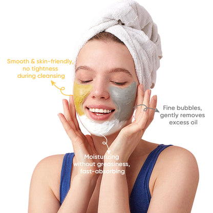 Grocerism Facial Clay Mask Set-Turmeric Clay Mask, Bubble Clay Mask & Facial Brightening Cream with Vitamin C for Pore Cleansing, Dark Spots & Brightening