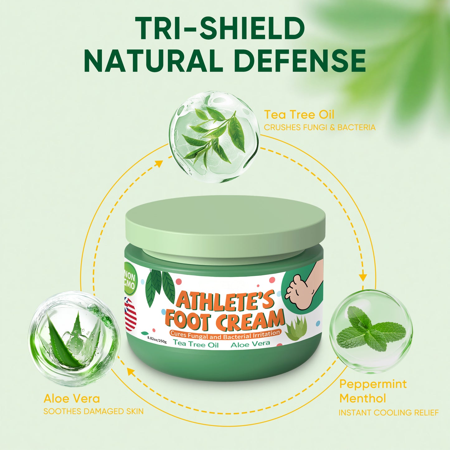 Athletes Foot Treatment Extra Strength - 8.82oz Athletes Foot Cream with Tea Tree Oil And Aloe Vera，Hydrates and Softens for Dry Cracked Feet, Toes and Heel, Alleviating the Foot Odor and Calluses