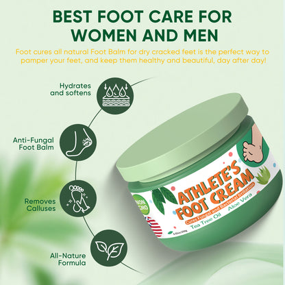 Athletes Foot Treatment Extra Strength - 8.82oz Athletes Foot Cream with Tea Tree Oil And Aloe Vera，Hydrates and Softens for Dry Cracked Feet, Toes and Heel, Alleviating the Foot Odor and Calluses