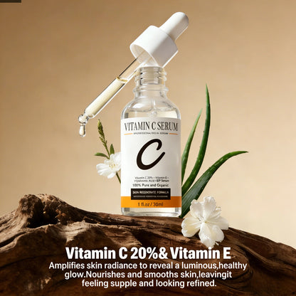Grocerism 20% Vitamin C & 1.5% Vitamin E Serum for Dark Spot Corrector, Hydrating & Gentle Skin Repair - Facial Serum - 30ml