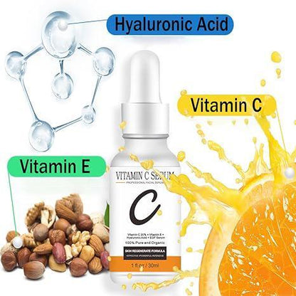Grocerism 20% Vitamin C & 1.5% Vitamin E Serum for Dark Spot Corrector, Hydrating & Gentle Skin Repair - Facial Serum - 30ml