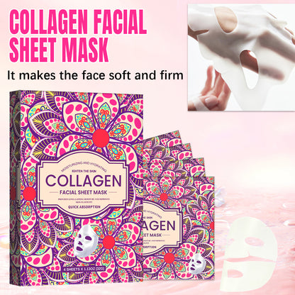 Grocerism Collagen Mask, Firming Daily Face Mask with Collagen Peptides for Anti-Aging, Helps to Minimize Wrinkles, Restores Skin Elasticity & Firmness, Hydrating 32g x4ea