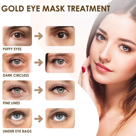 2PCS-24K Gold Eye Mask Collagen Eye Mask Patches for Hydrating and Firming, Reduce Fine Line, Eye Bags, Wrinkles and Dark Circles
