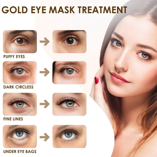 2PCS-24K Gold Eye Mask Collagen Eye Mask Patches for Hydrating and Firming, Reduce Fine Line, Eye Bags, Wrinkles and Dark Circles