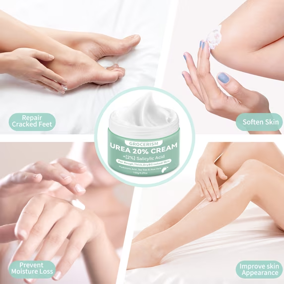 2 Packs Urea Cream 20 Plus Salicylic Acid 5.3oz || Tree Foot Cream with Hyaluronic Acid, Tea Tree and Aloe Vera for Deep Moisturizes, Callus Remover and Soften