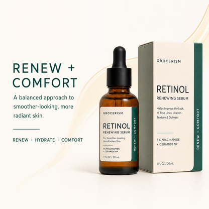 Retinol Renewing Serum for Face, 5% Niacinamide with Ceramide NP & Squalane, Hydrating Anti‑Aging Facial Serum for Fine Lines & Dull Skin 1 fl oz