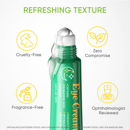 Grocerism 3-in-1 Firming Eye Cream - Centella, Hyaluronic Acid & Collagen | Dark Circles, Puffy Eyes, Wrinkle Defense | Ophthalmologist-Tested, Fragrance-Free (1.05 Fl Oz)